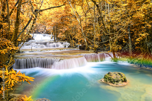 Deep forest Waterfall  Huay Mae Khamin  Kanchanaburi  Thailand