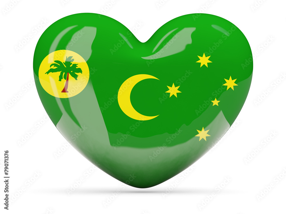 Heart shaped icon with flag of cocos islands Heart shaped icon with flag of cocos islands
