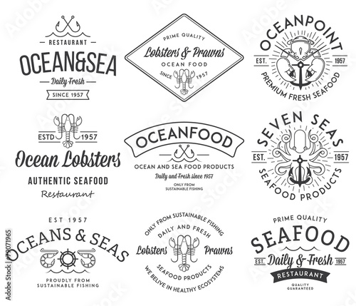 Seafood labels and badges vol. 3 black on white