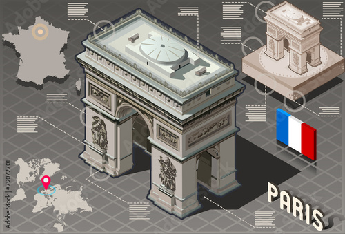 Isometric Infographic Arc de Triomphe in Paris - HD Quality