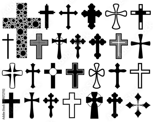 Set of different crosses isolated on white