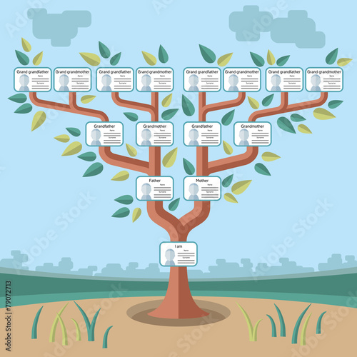 Genealogical tree flat illustration