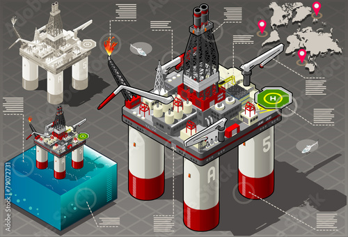 Isometric oil vector infographic gas rig