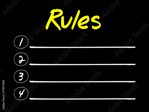 RULES blank list, business concept