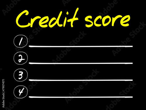 CREDIT SCORE blank list, business concept