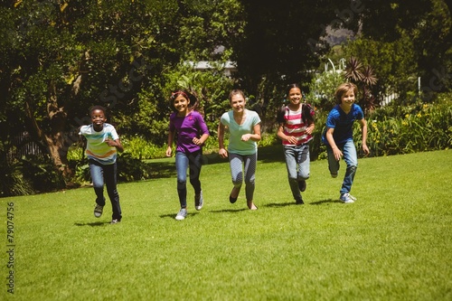 Children running at park