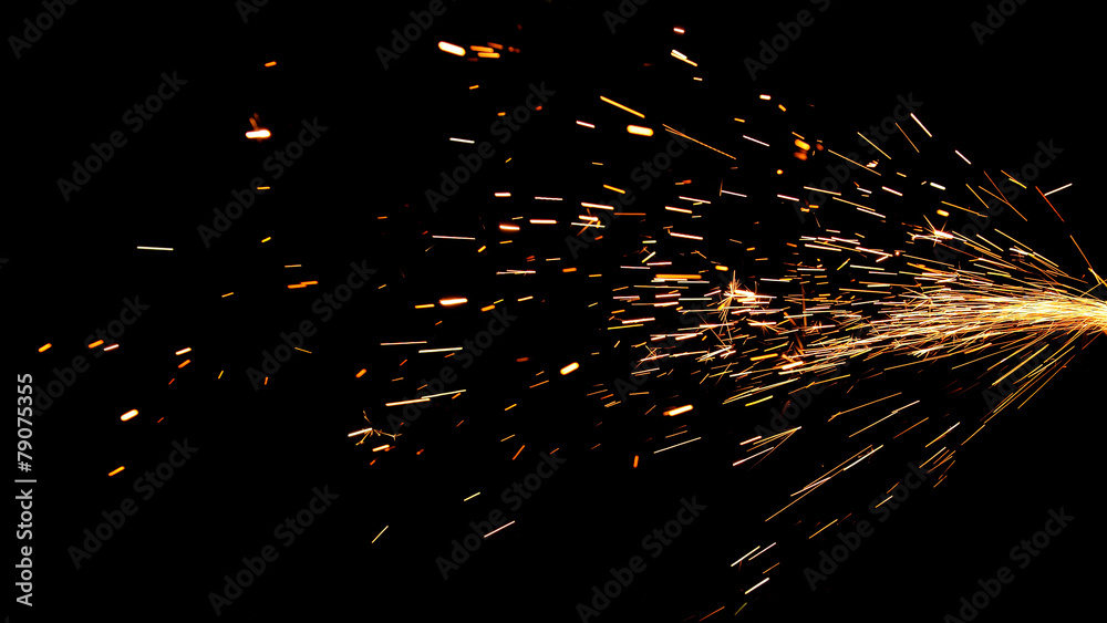 Glowing Flow of Sparks in the Dark - obrazy, fototapety, plakaty 