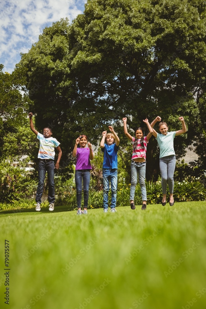 Fototapeta premium Children jumping at park