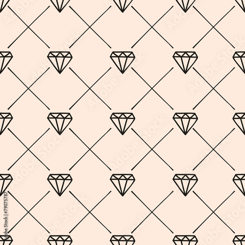 Diamonds and Lines Seamless Pattern