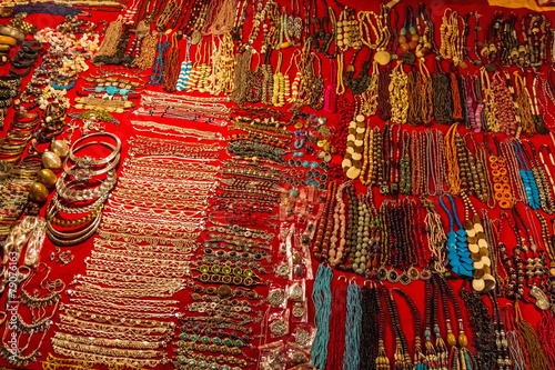 Indian bijouterie or jewelry in street shop
