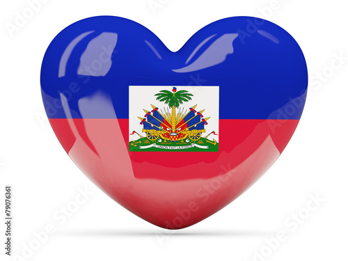 Heart shaped icon with flag of haiti
