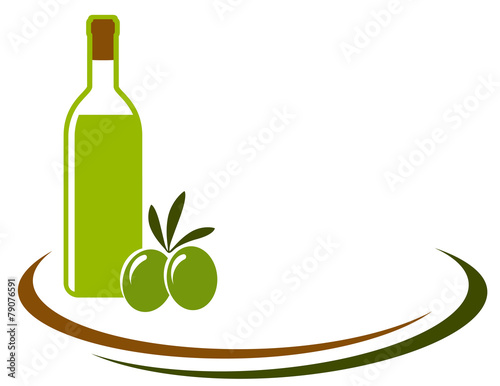 background with olive oil and olives