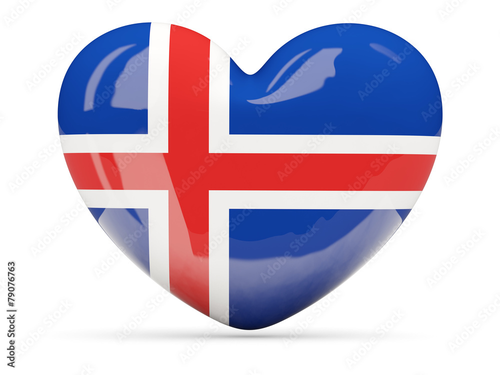 Fototapeta premium Heart shaped icon with flag of iceland
