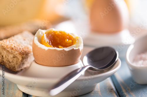 Boiled egg in eggcup photo