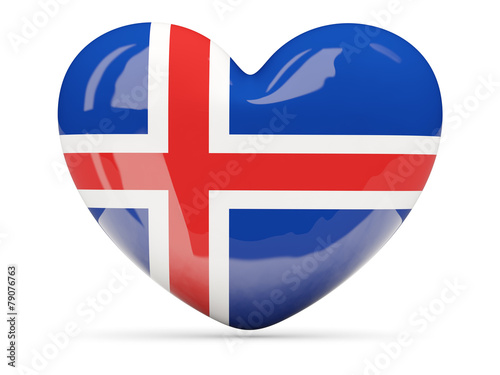 Heart shaped icon with flag of iceland