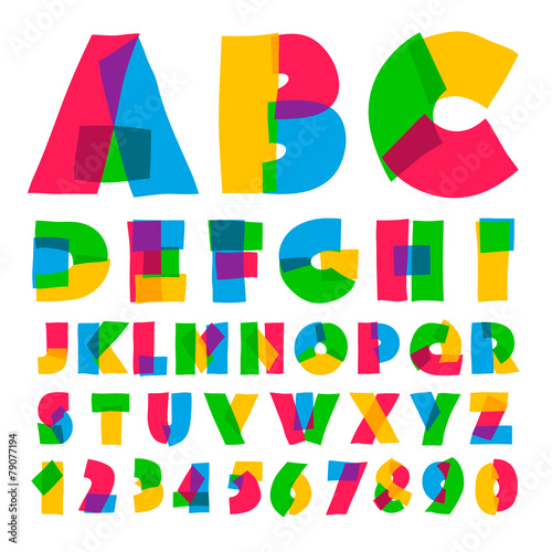 Colorful kids alphabet and numbers