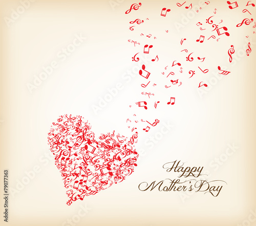 hearts shape out of music flies mothers's day
