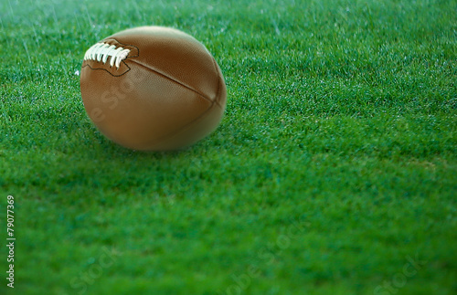 American football on green grass