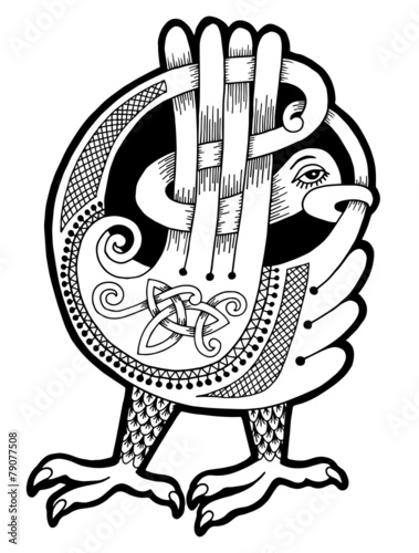 black and white authentic celtic bird