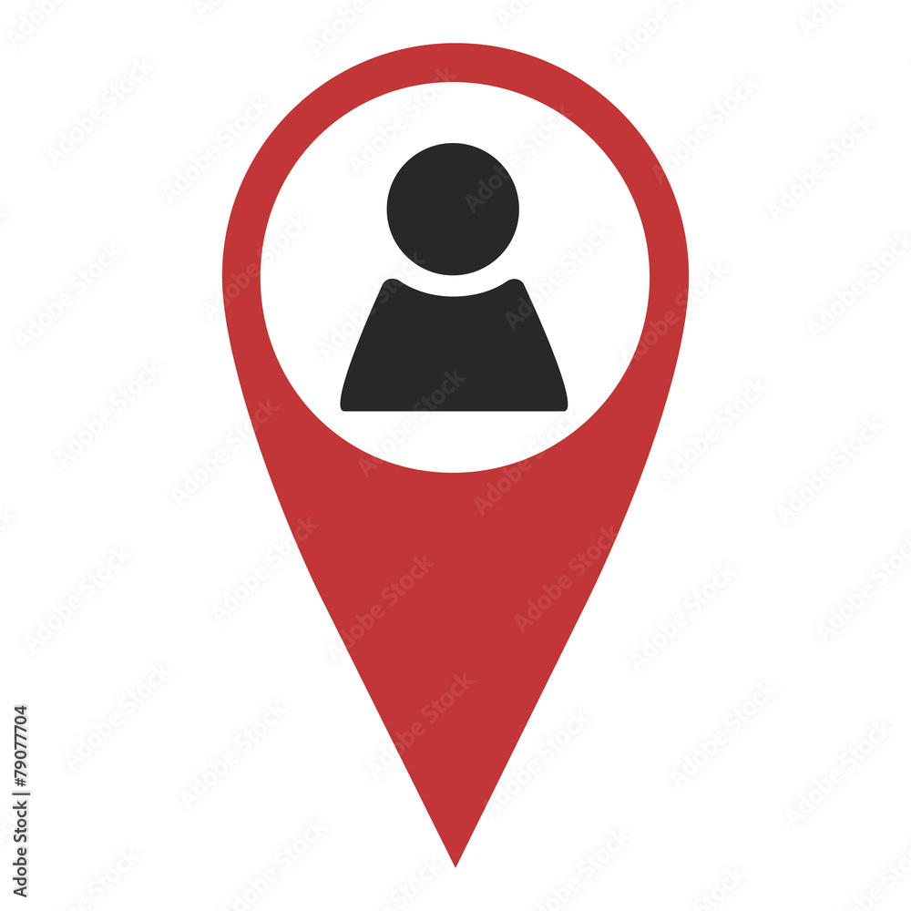 Red geo pin with person sign Red geo pin with person sign