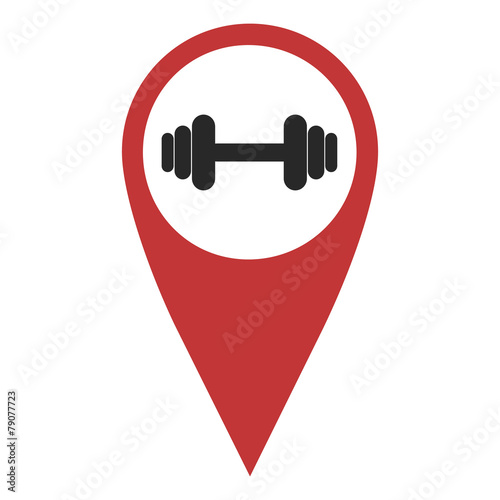 Red geo pin with dumbbell
