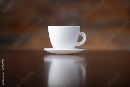 Perfect white coffee cup on wood table