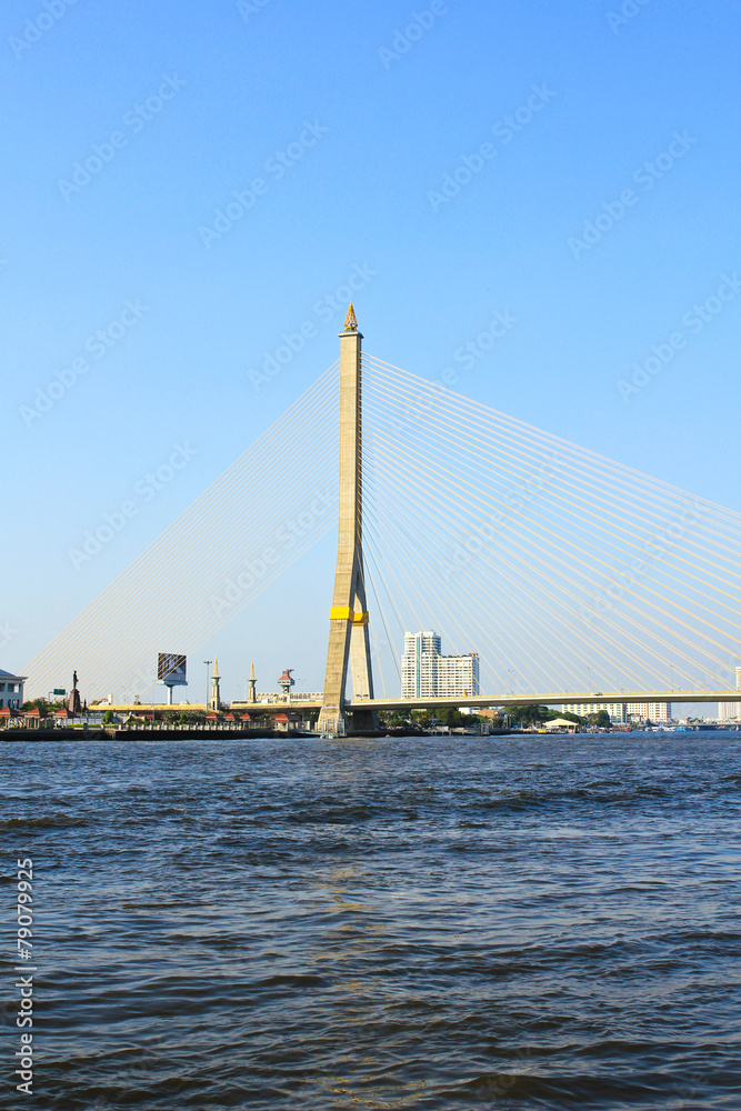 The Rama VIII bridge over the Chao Praya river in Bangkok, Thail