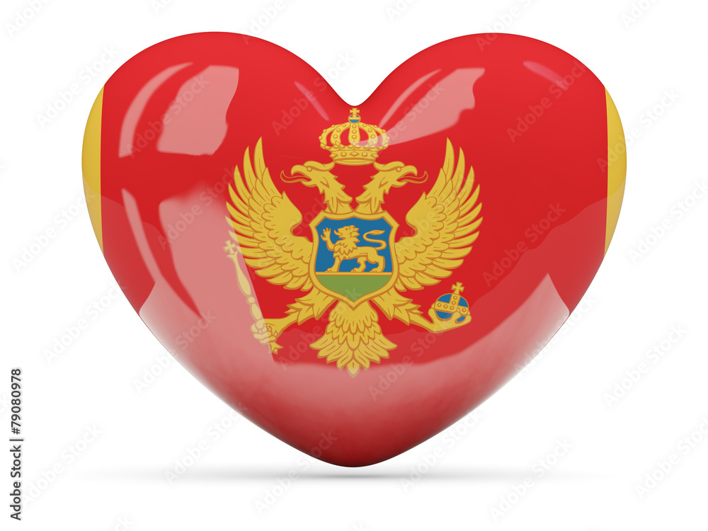 Heart shaped icon with flag of montenegro Heart shaped icon with flag of montenegro