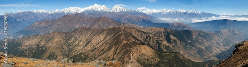 Panoramic view of himalayas range from Pikey peak