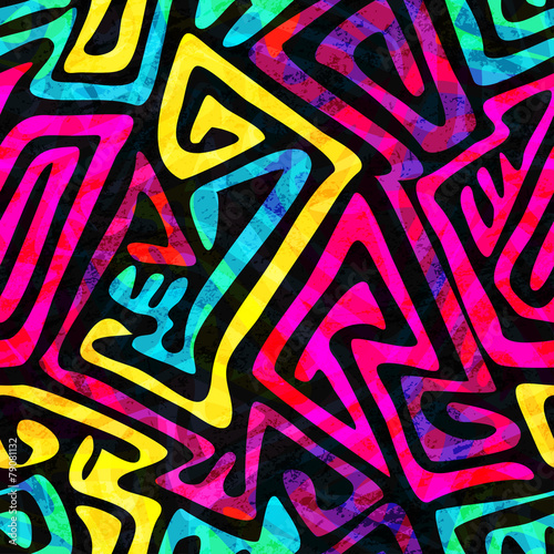 psychedelic seamless pattern with grunge effect