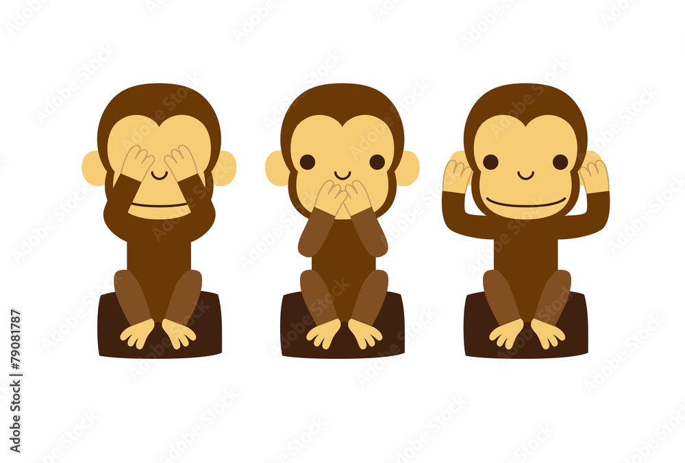 見ざる 聞かざる 言わざる 猿のイラスト Stock Vector Adobe Stock