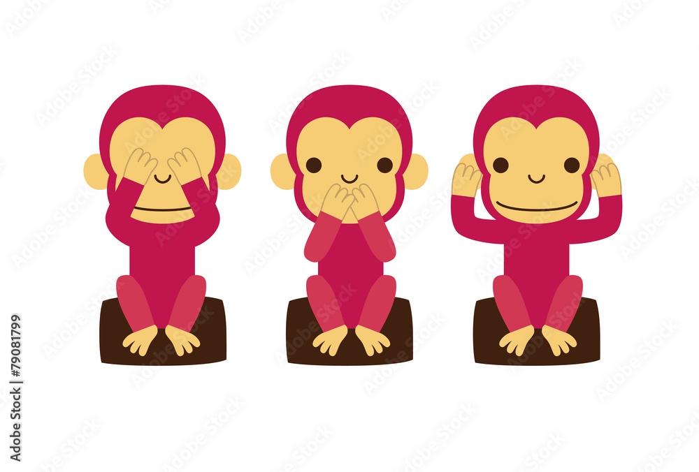 見ざる 聞かざる 言わざる 猿のイラスト Stock ベクター Adobe Stock