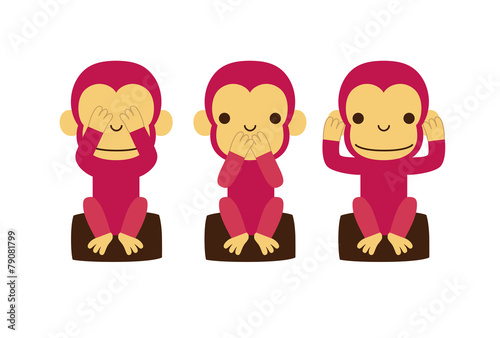 見ざる、聞かざる、言わざる　猿のイラスト