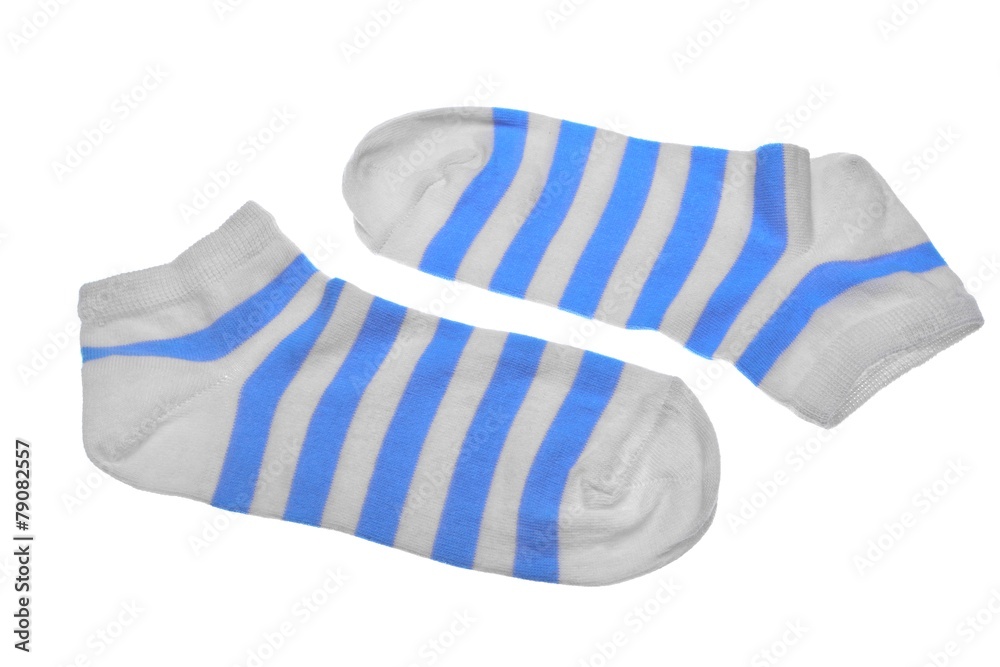 Pair Blue And White and Pink Striped Ladies Socks Pair Blue And White and Pink Striped Ladies Socks