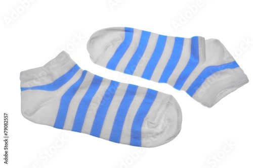 Pair Blue And White and Pink Striped Ladies Socks