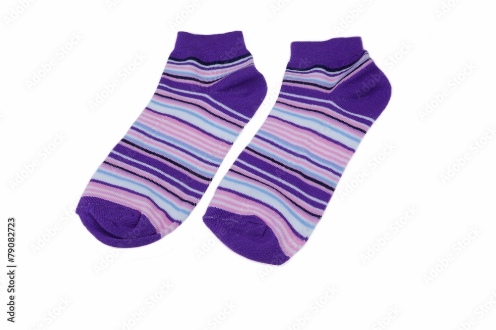 Pair Violet, Black, White and Pink Striped Ladies Socks Pair Violet, Black, White and Pink Striped Ladies Socks
