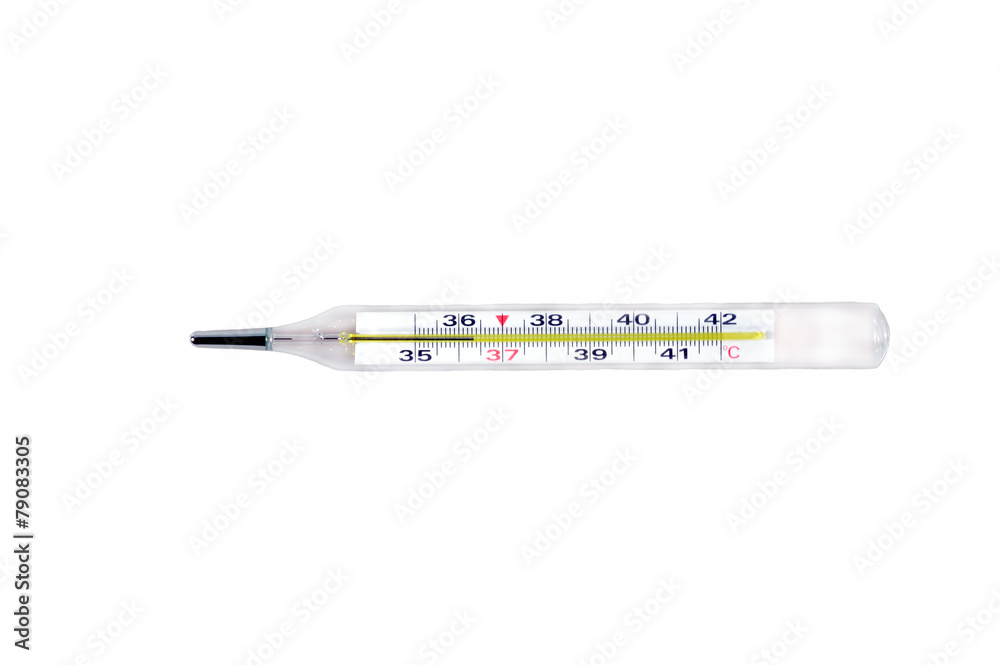 Medical mercury thermometer on white background Medical mercury thermometer on white background