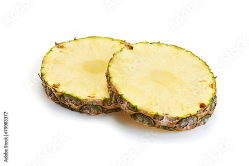 pineapple pieces on white background