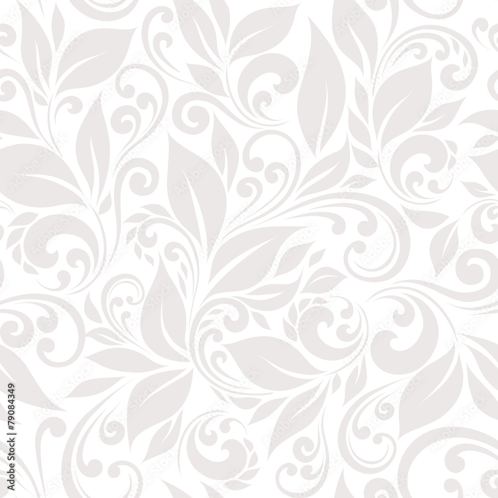 Seamless pattern of stylized leaves and branches