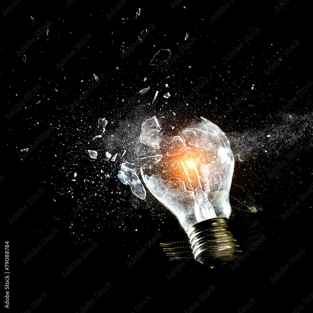 bulb explosion - obrazy, fototapety, plakaty 