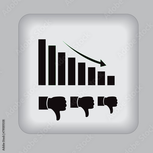 Negative tendency, graph, icon, flat, vector, illustration