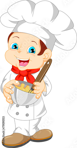 cute boy chef cartoon