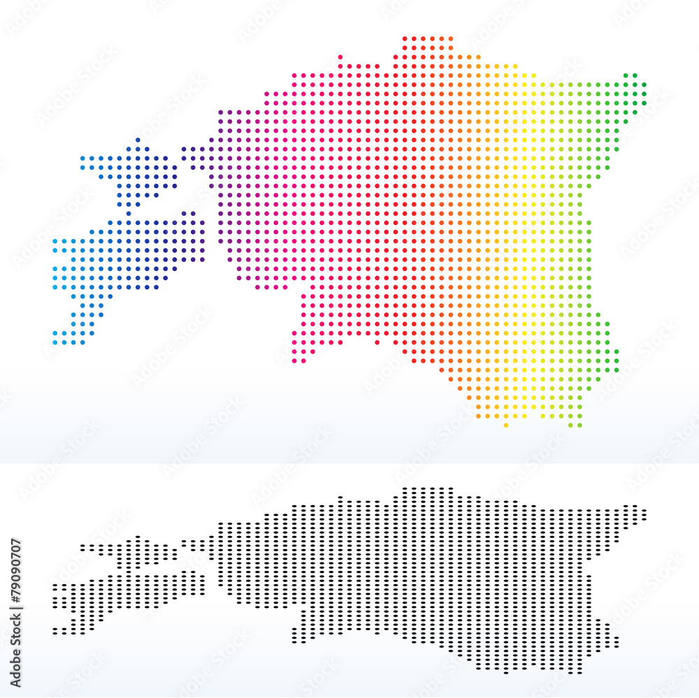 Map of Republic of Estonia with Dot Pattern