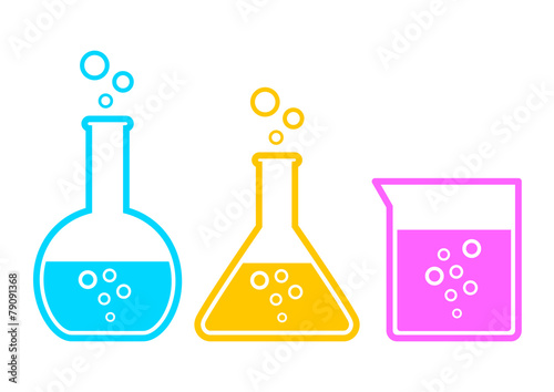 Laboratory glass icons on white background