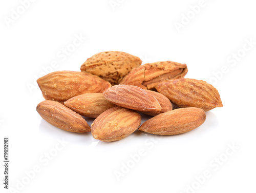 Almonds on a white background