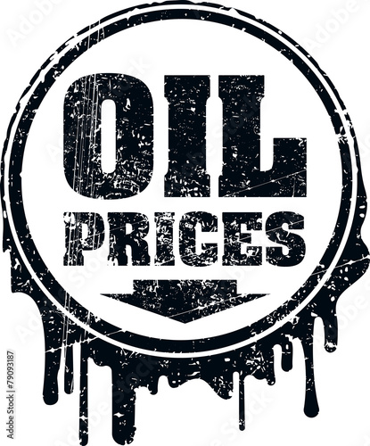 Oil prices grunge design with down arrow showing a decline in oi