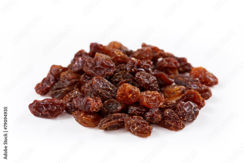 Heap of sultana raisins on white background Heap of sultana raisins on white background