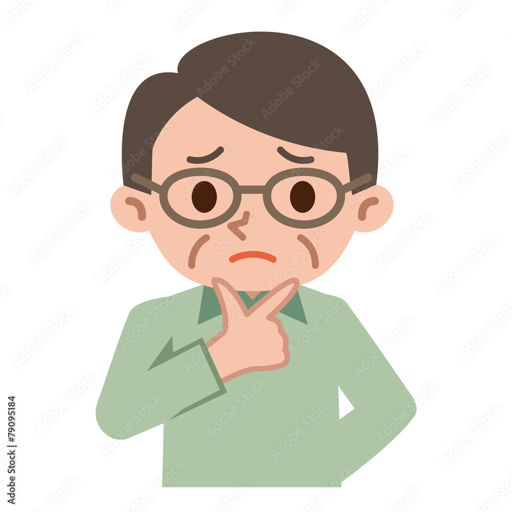 困惑するシニア男性 困惑するシニア男性
