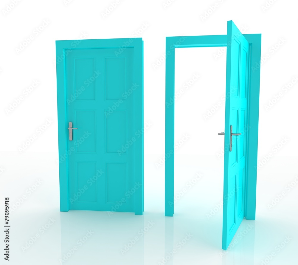 Closed and Open Doors Isolated Closed and Open Doors Isolated