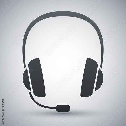 Vector headphones with microphone icon
